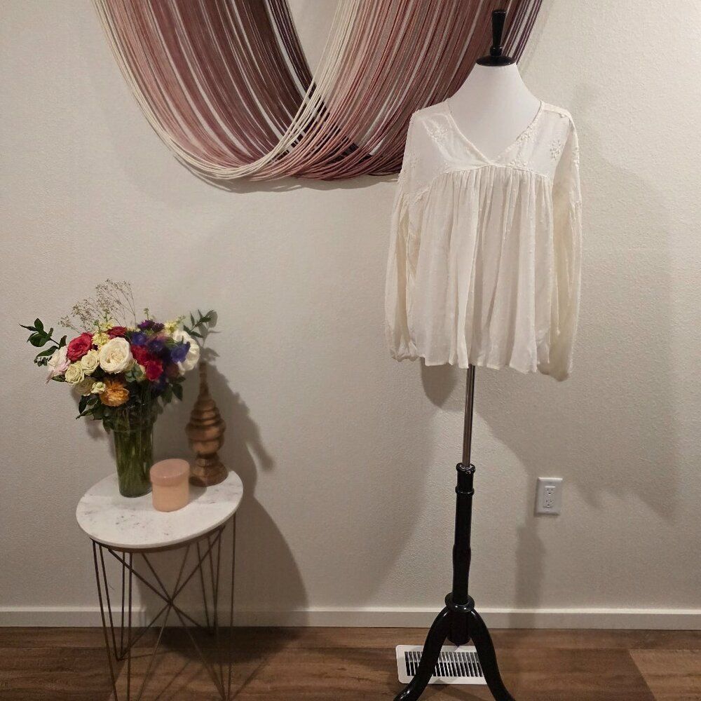 Ces Femme Babydoll Keyhole Tunic Top Sz L